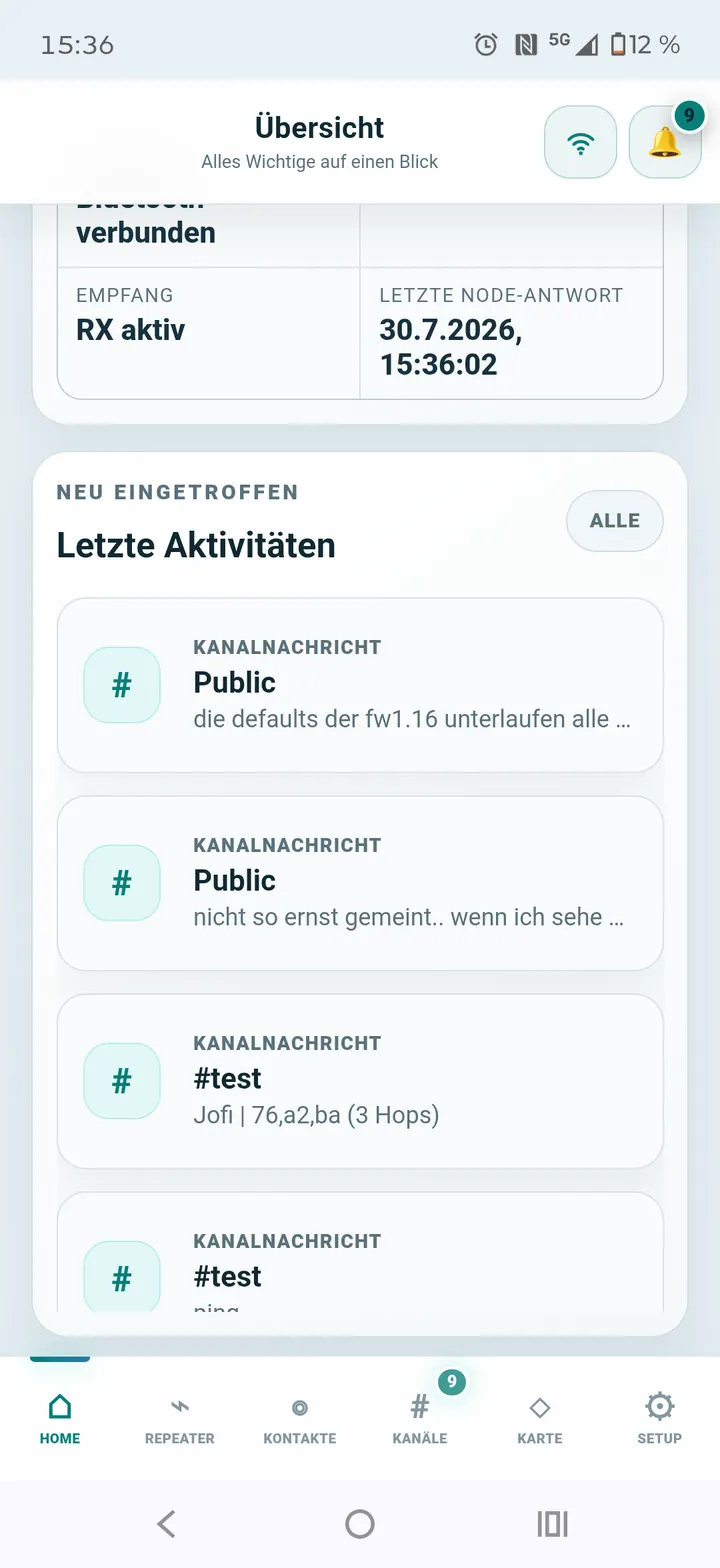 Empfangsstatus und Nachrichtenstrom