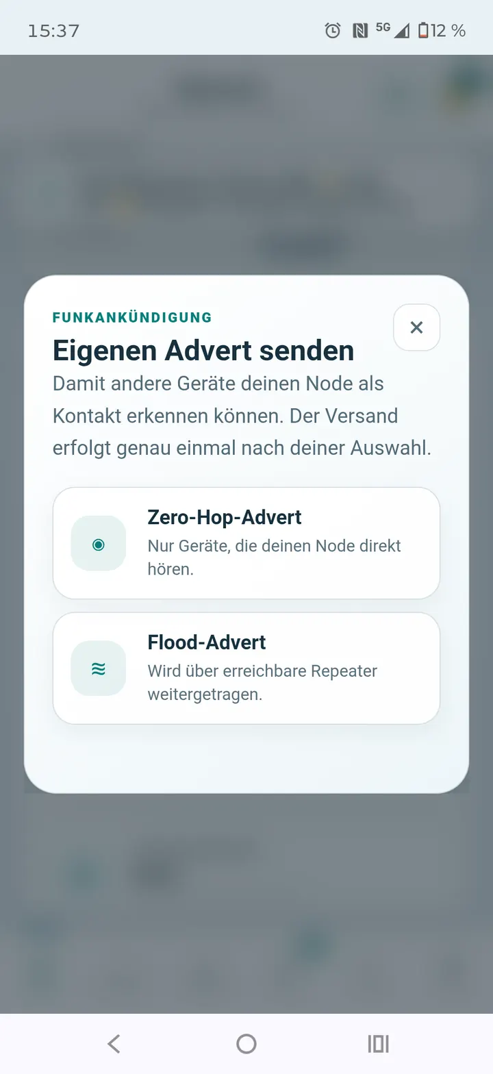 Eigene Funkankündigung senden