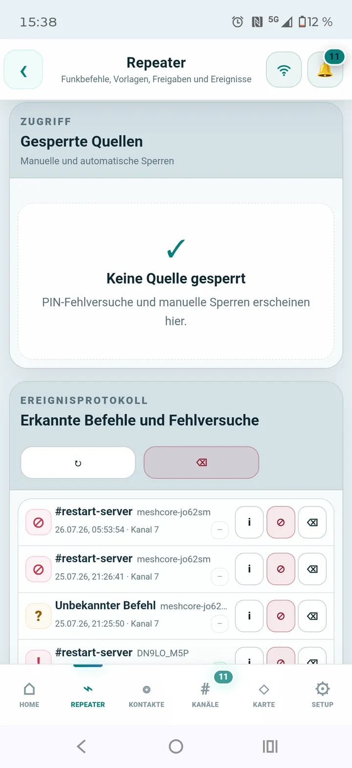 Zugriff, gesperrte Quellen und Fehlerprotokoll