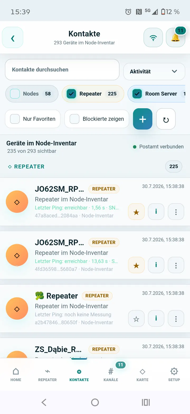 Kontakte & Inventar in der mobilen Oberfläche