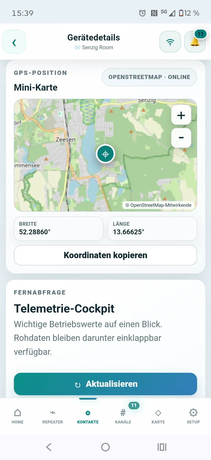 Mini-Karte und Telemetrie-Cockpit