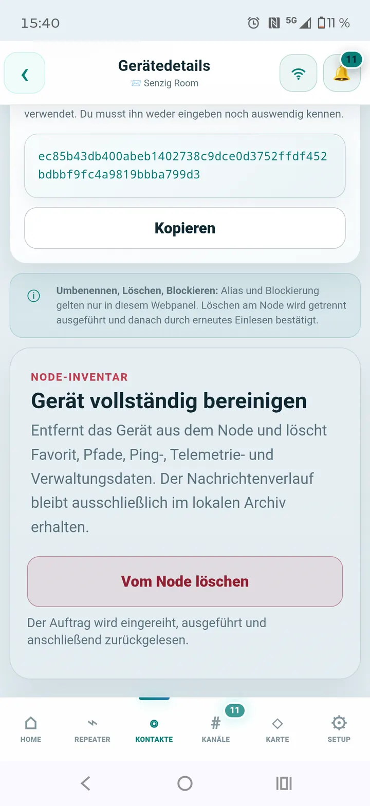 Node-Inventar bereinigen und Gerät löschen