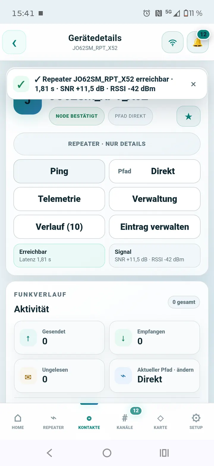Ergebnis einer Ping-Abfrage