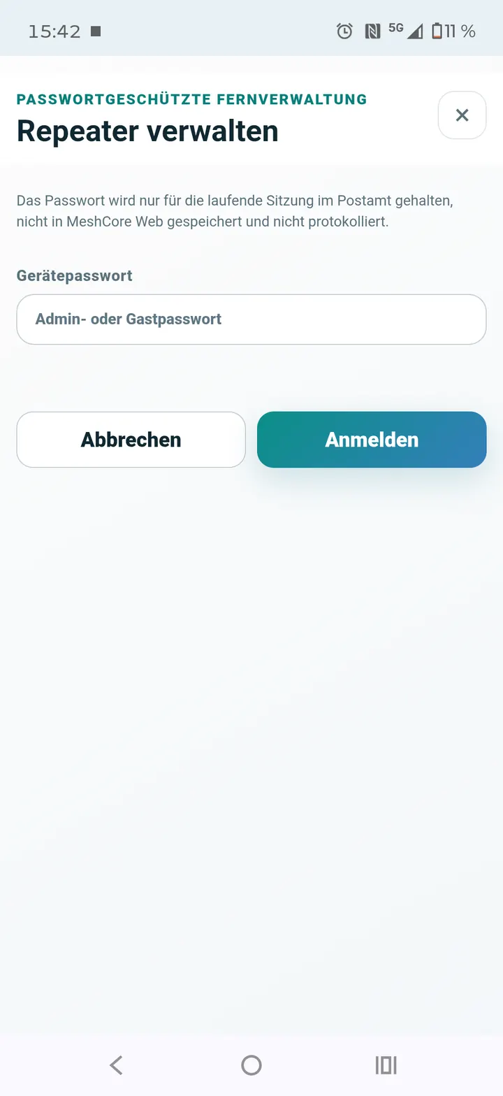Passwortgeschützte Repeater-Verwaltung