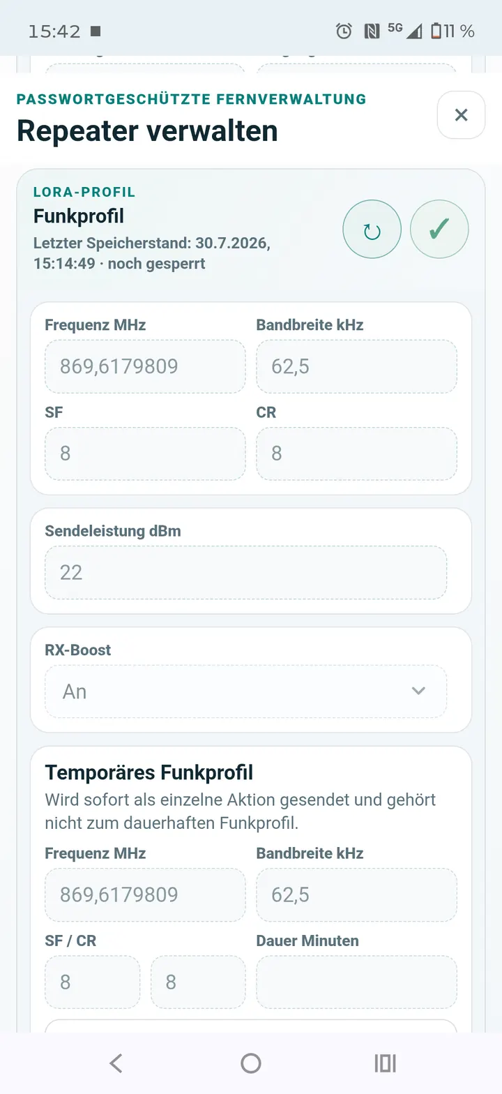 LoRa-Profil und Ad-hoc-Funkprofil