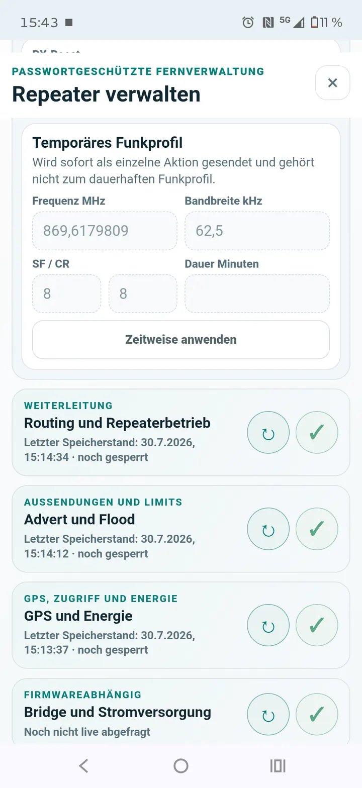 Temporäres Funkprofil, Advert und Flood