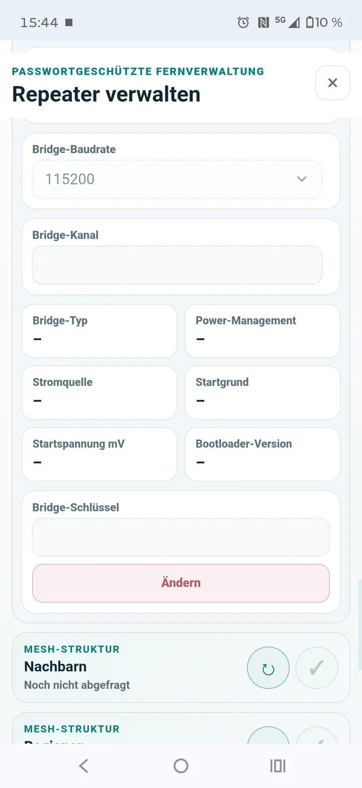 Bridge-Details und Nachbarabfrage