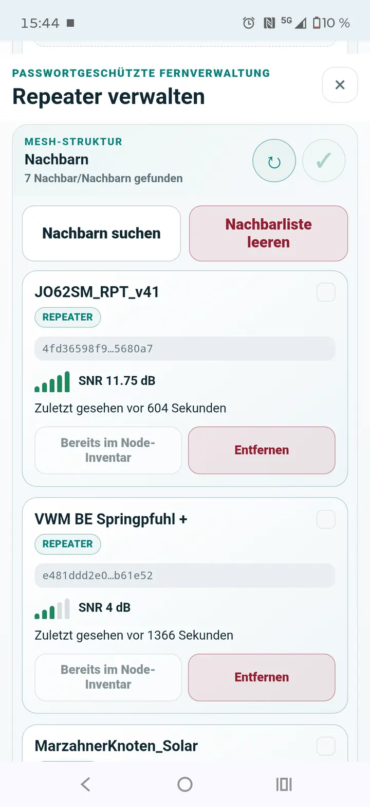Nachbarn mit Signalwerten und Aktionen