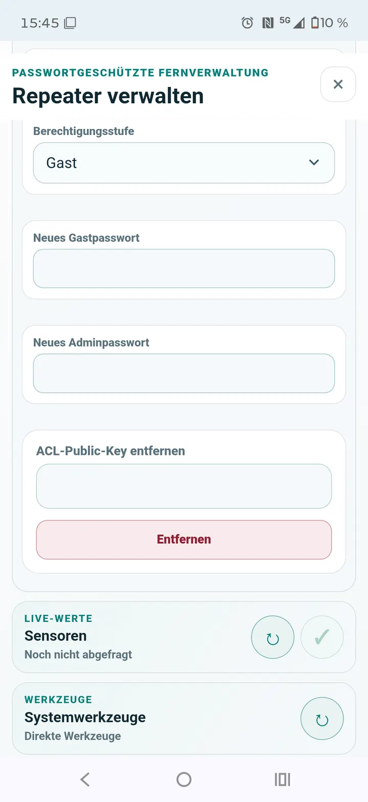 Berechtigungsstufe und neue Zugangsdaten