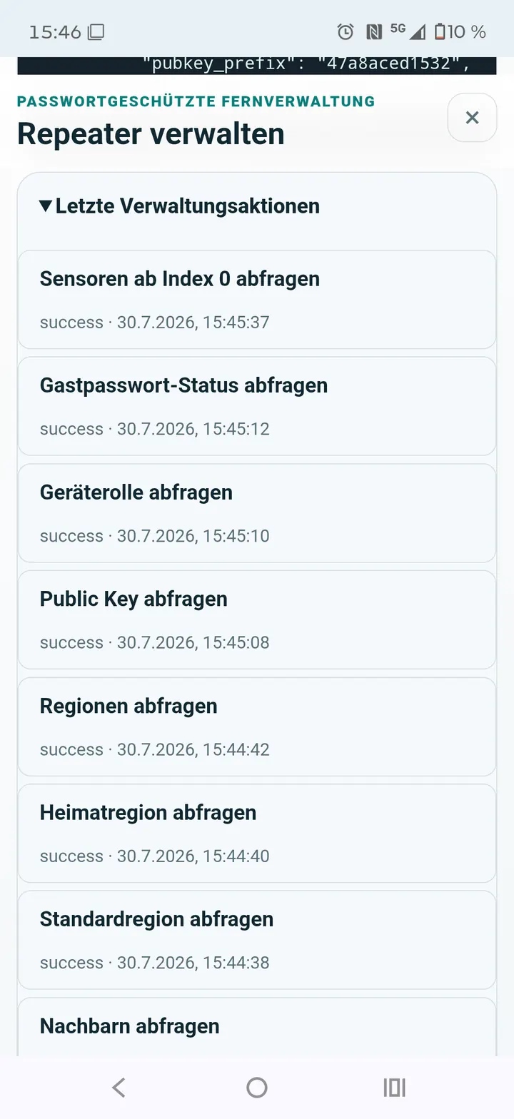 Letzte Verwaltungsaktionen