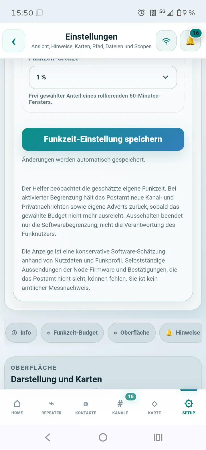 Funkzeit-Einstellungen speichern