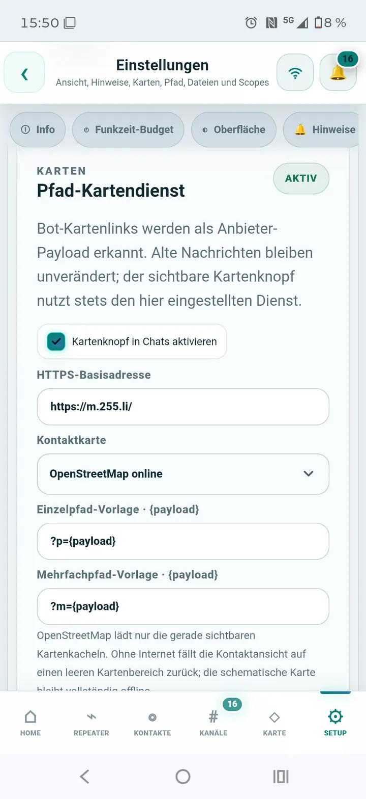 Pfad-Kartendienst konfigurieren