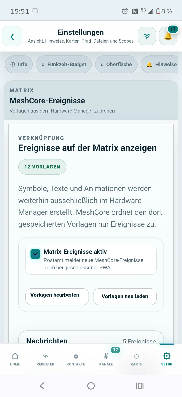 MeshCore-Ereignisse einer Matrix zuordnen