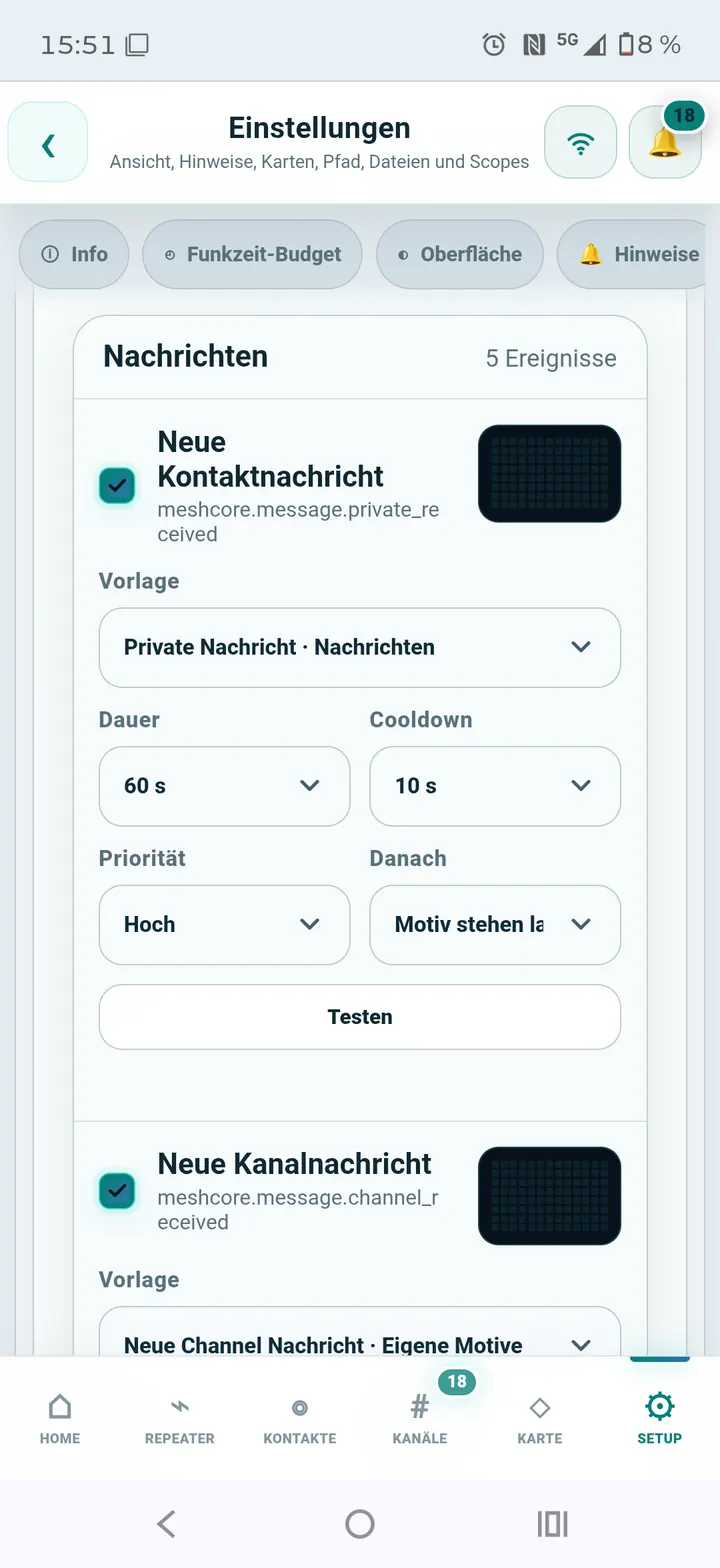 Benachrichtigungsvorlagen testen