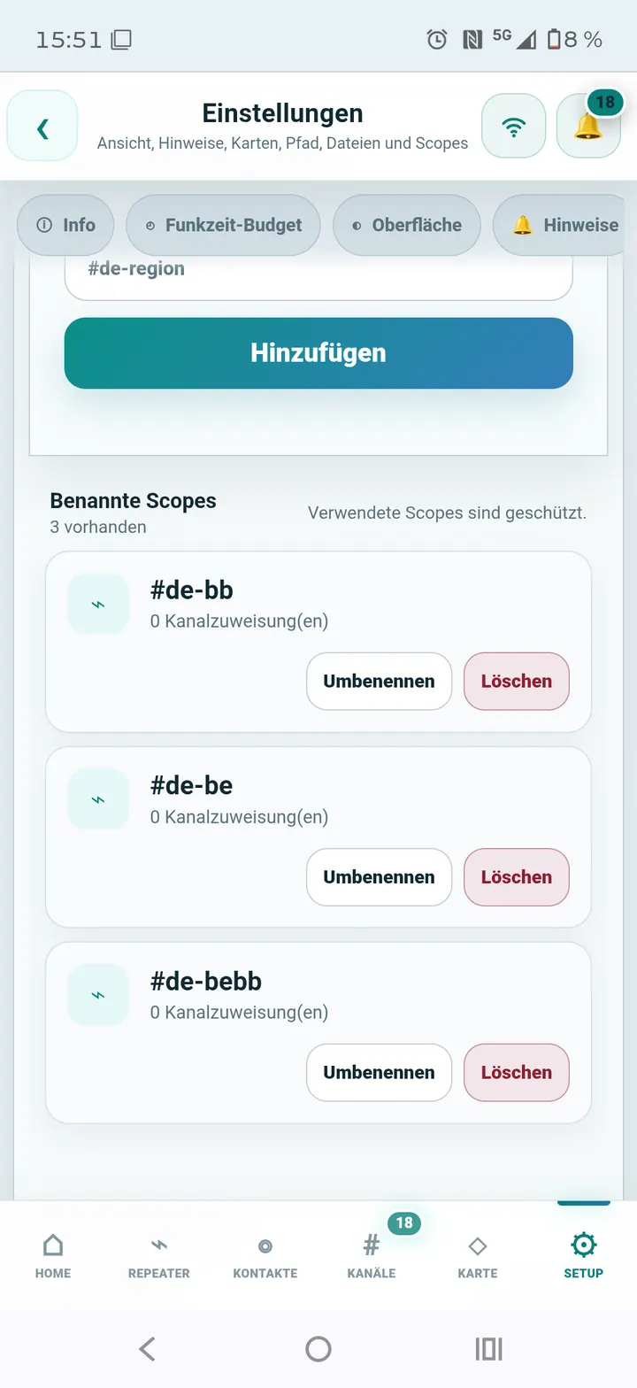Scopes umbenennen oder löschen