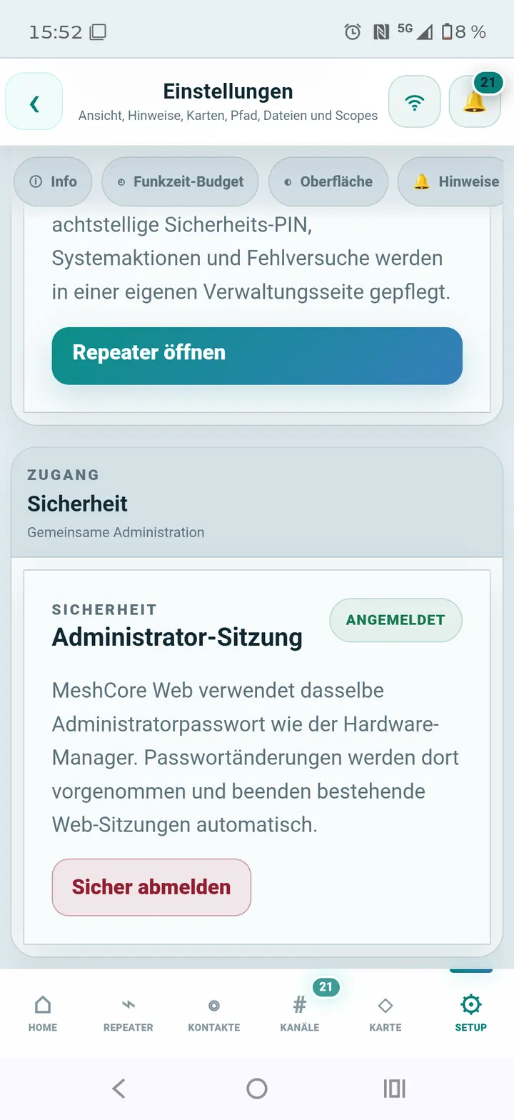 Sicherheit und aktive Administratorsitzung