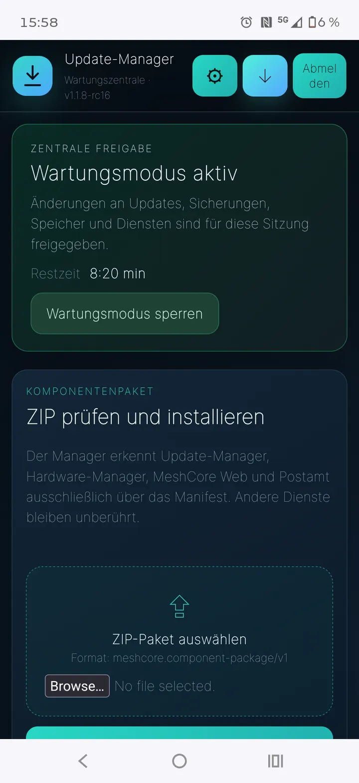 Update-Manager auf einem Smartphone