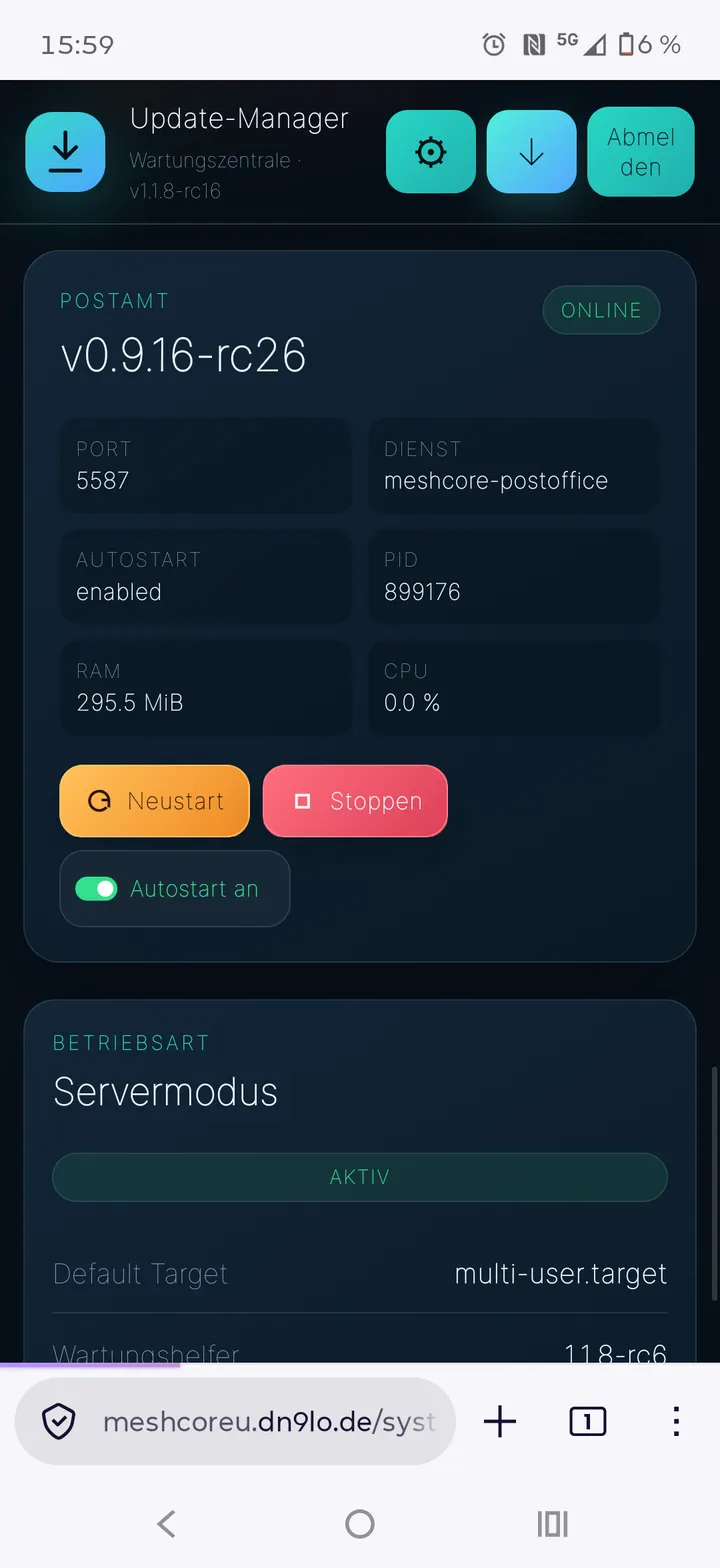 Postamt und Servermodus