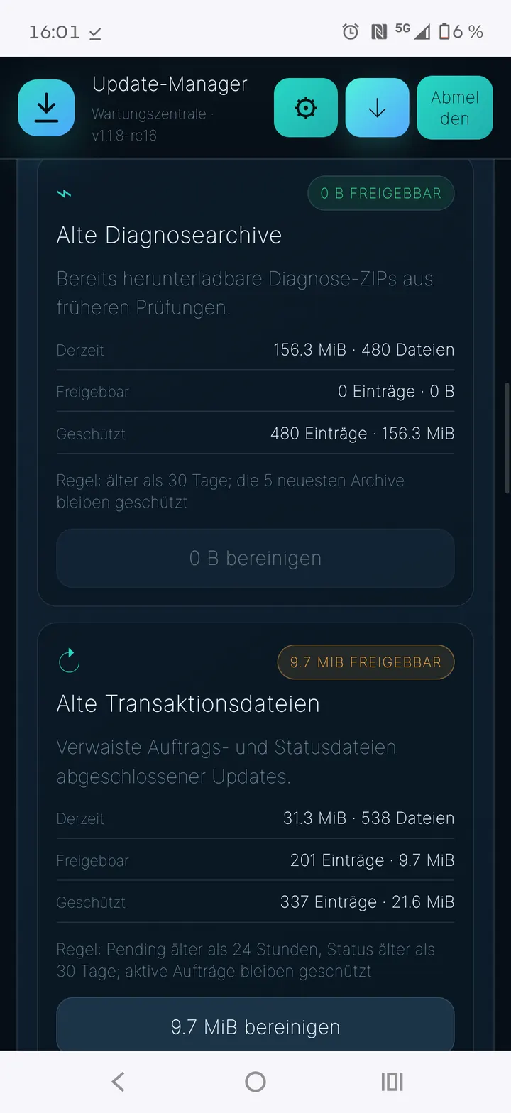 Diagnosearchive und Transaktionsdateien
