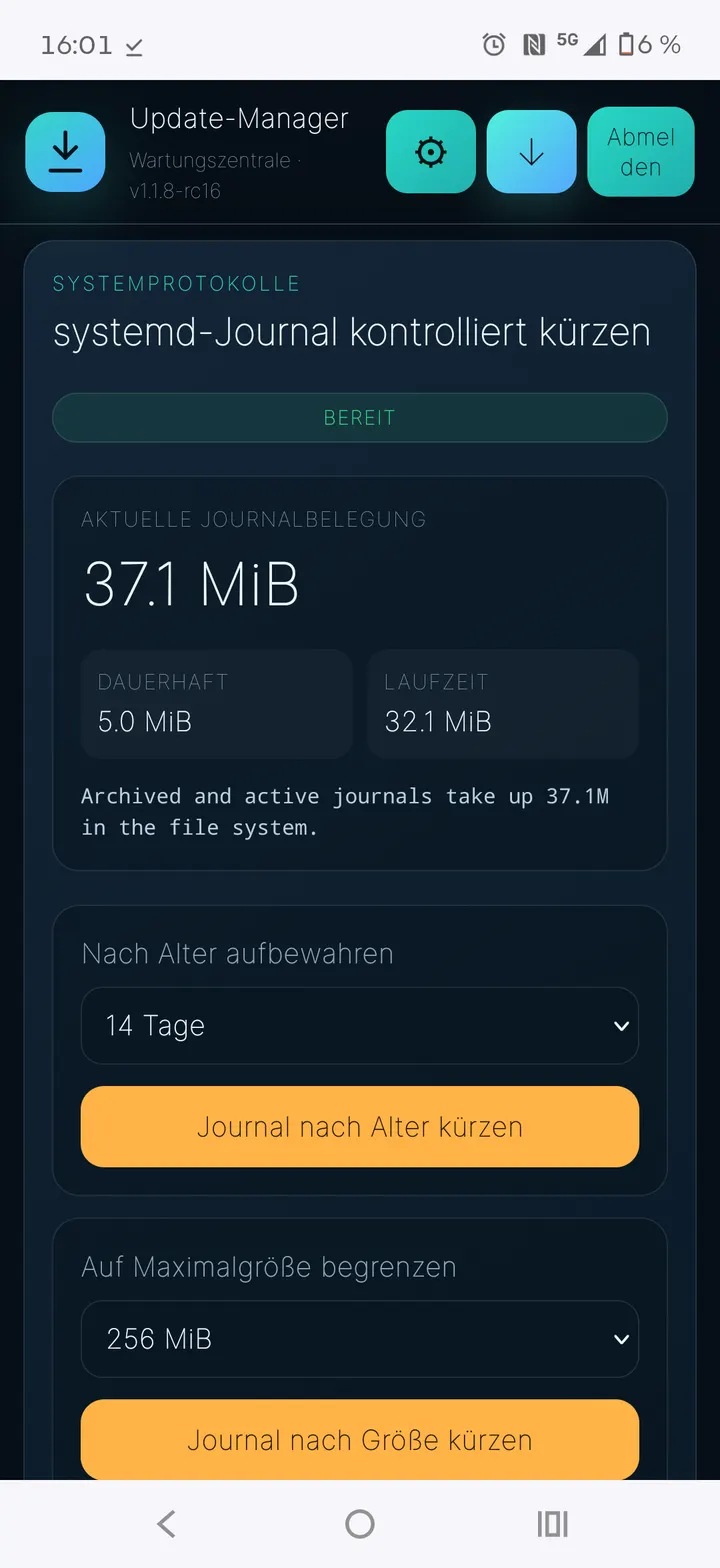 Systemjournal kontrolliert begrenzen