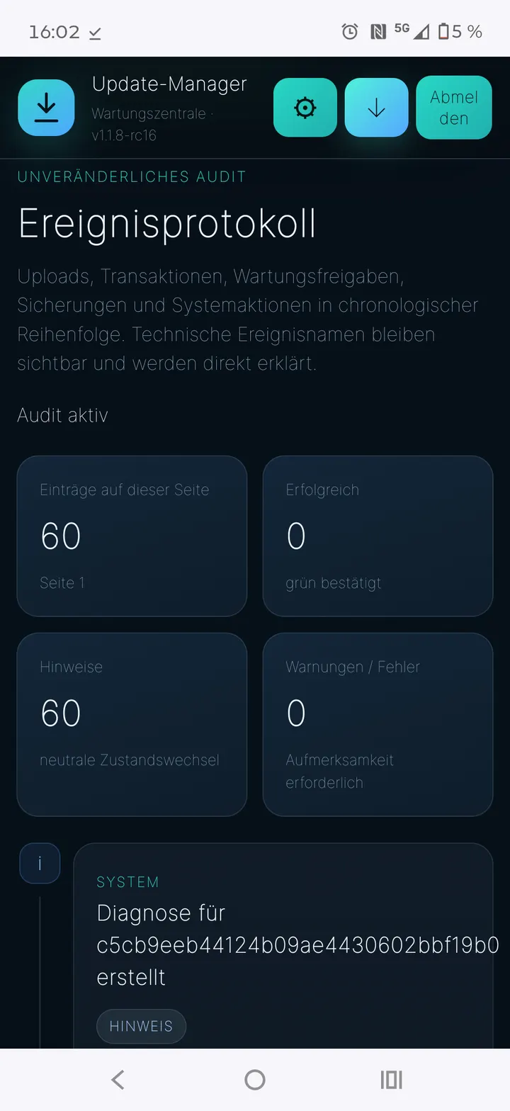 Audit-Protokoll in der mobilen Oberfläche