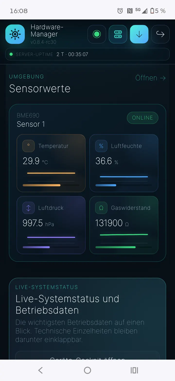 Sensorwerte im Hardware-Manager
