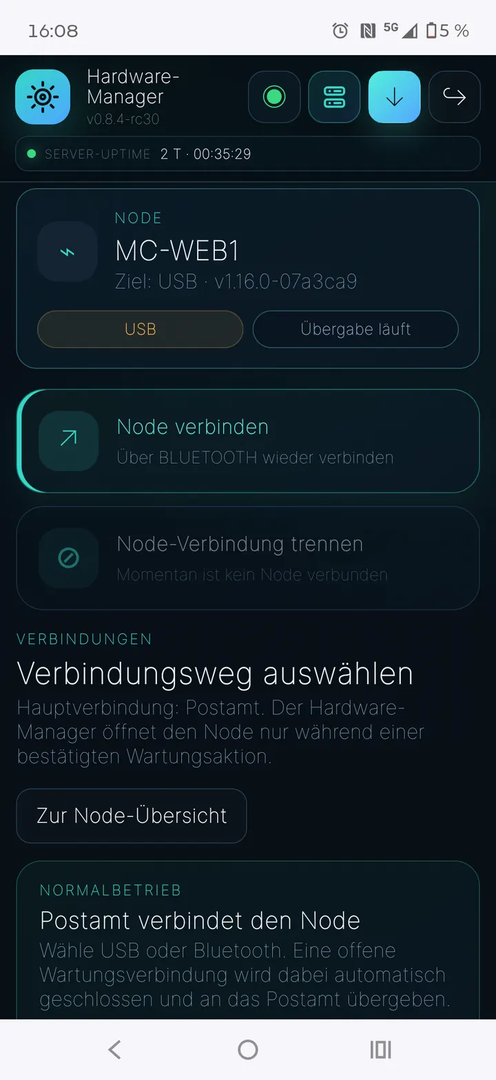 Node-Status und Verbindungsweg