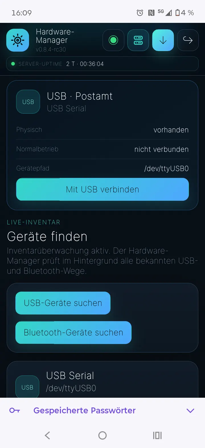 USB-Geräte und Bluetooth-Geräte suchen
