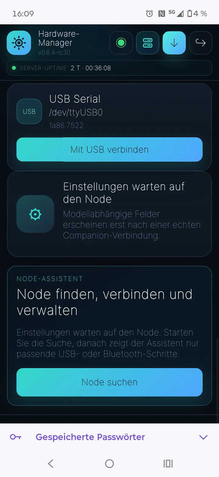 Node-Assistent in der mobilen Oberfläche