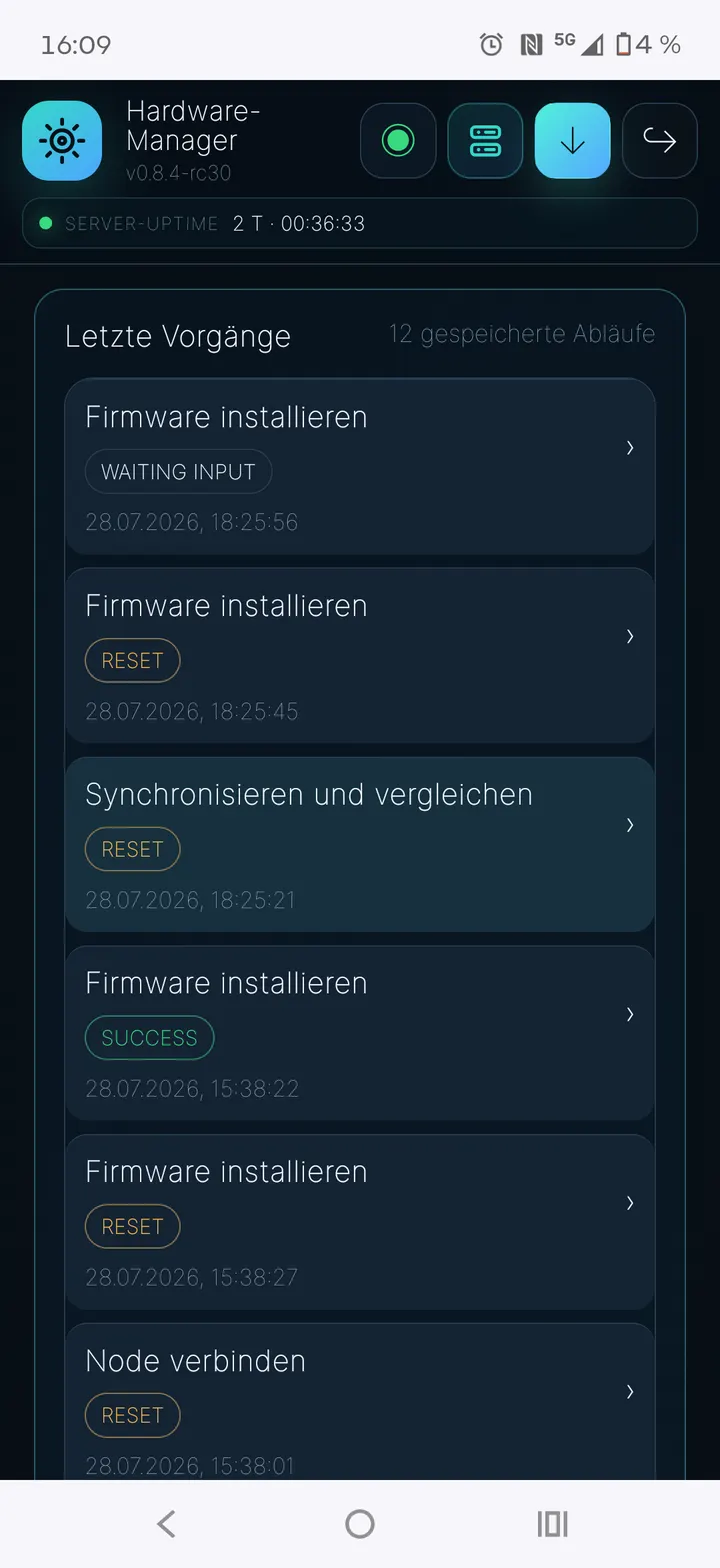Vorgänge & Ereignisse in der mobilen Oberfläche