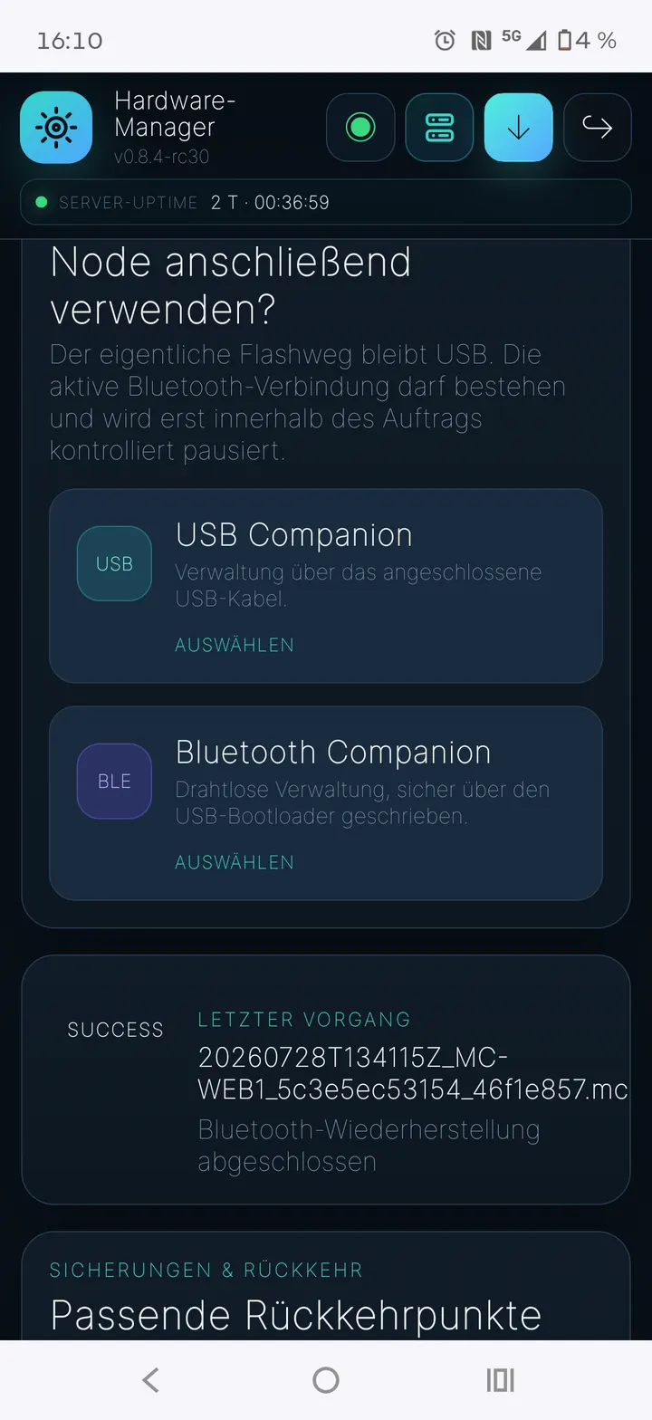 Node anschließen und passende Rückfallpunkte