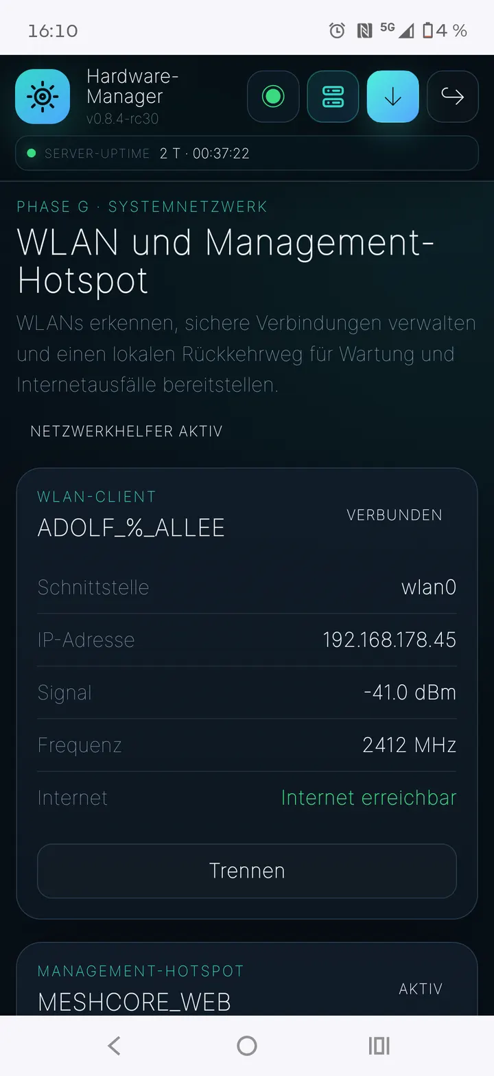 WLAN-Client und Management-Hotspot
