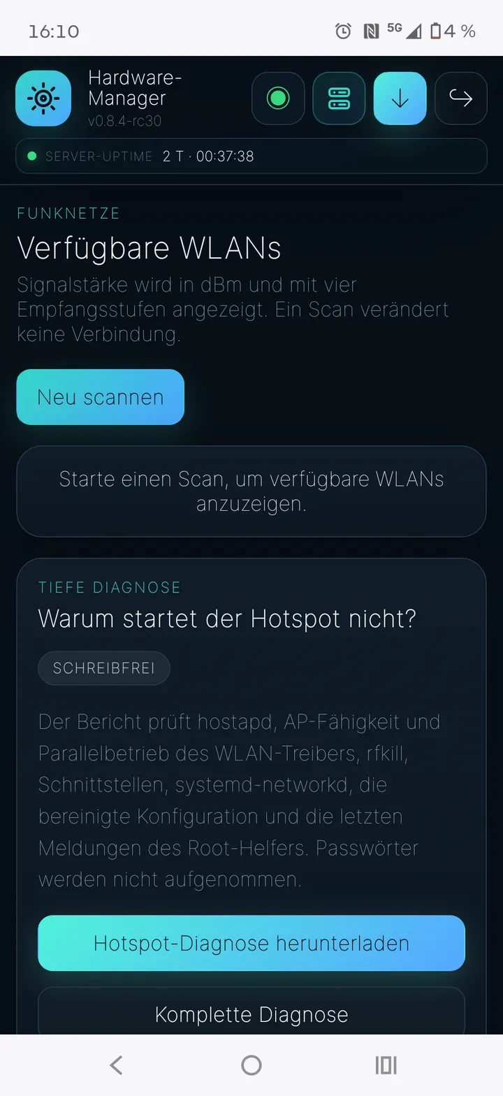 WLAN-Suche und Hotspot-Diagnose