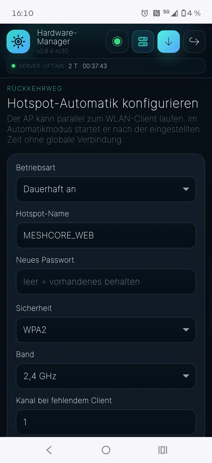 Hotspot-Automatik konfigurieren
