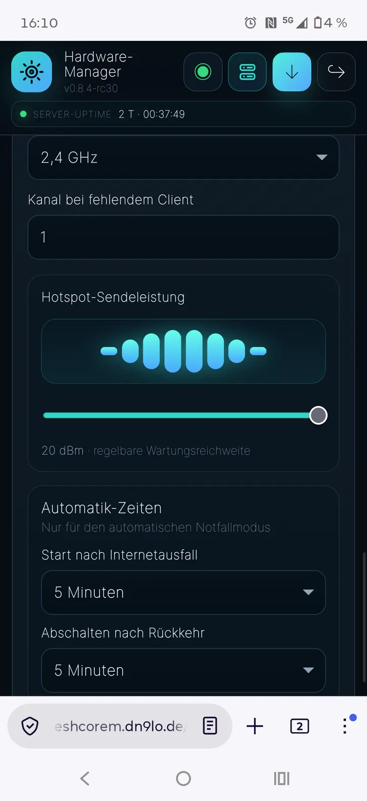 Hotspot-Sendeleistung einstellen