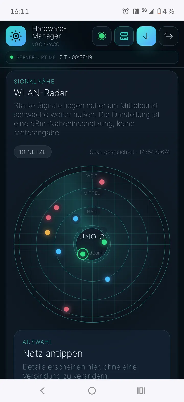 WLAN & Hotspot in der mobilen Oberfläche