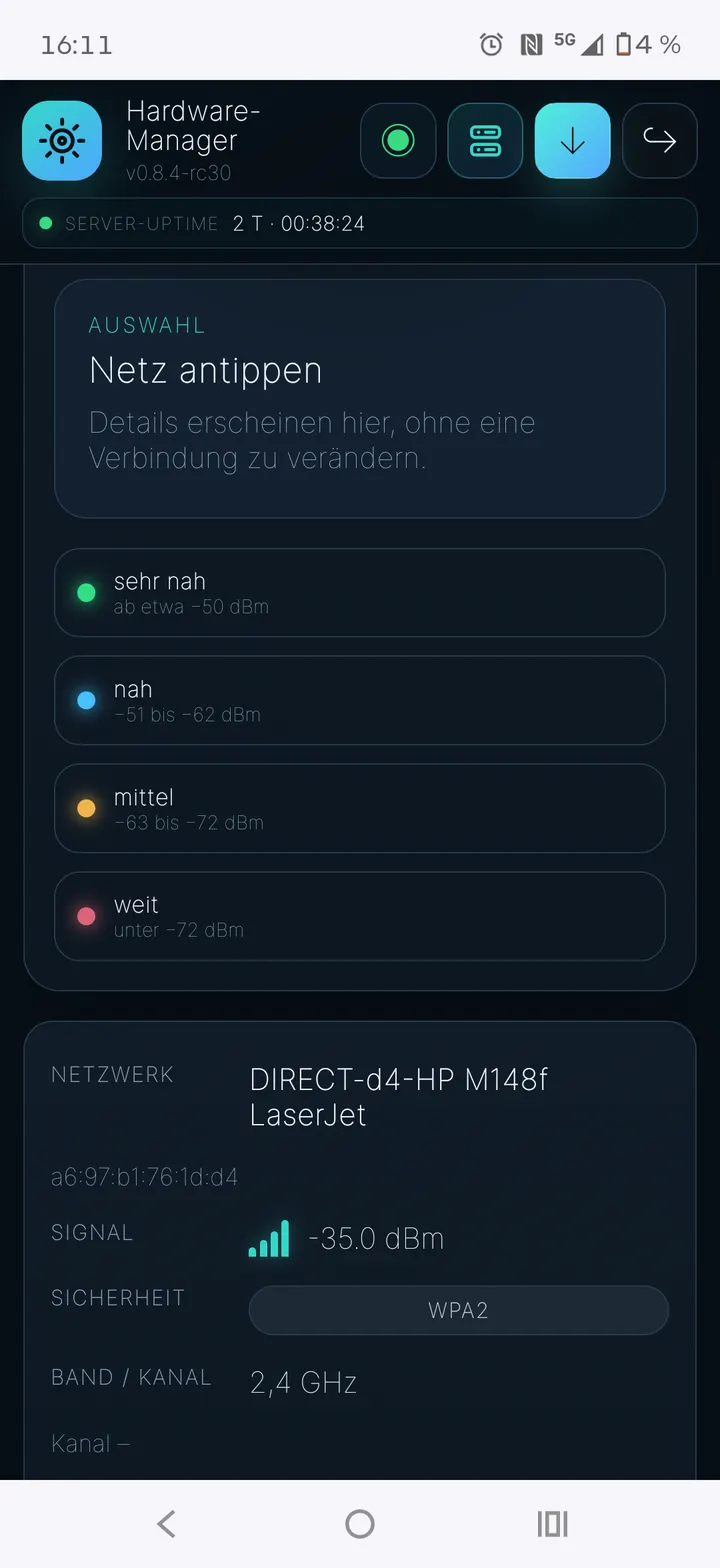 Netz antippen und Details anzeigen