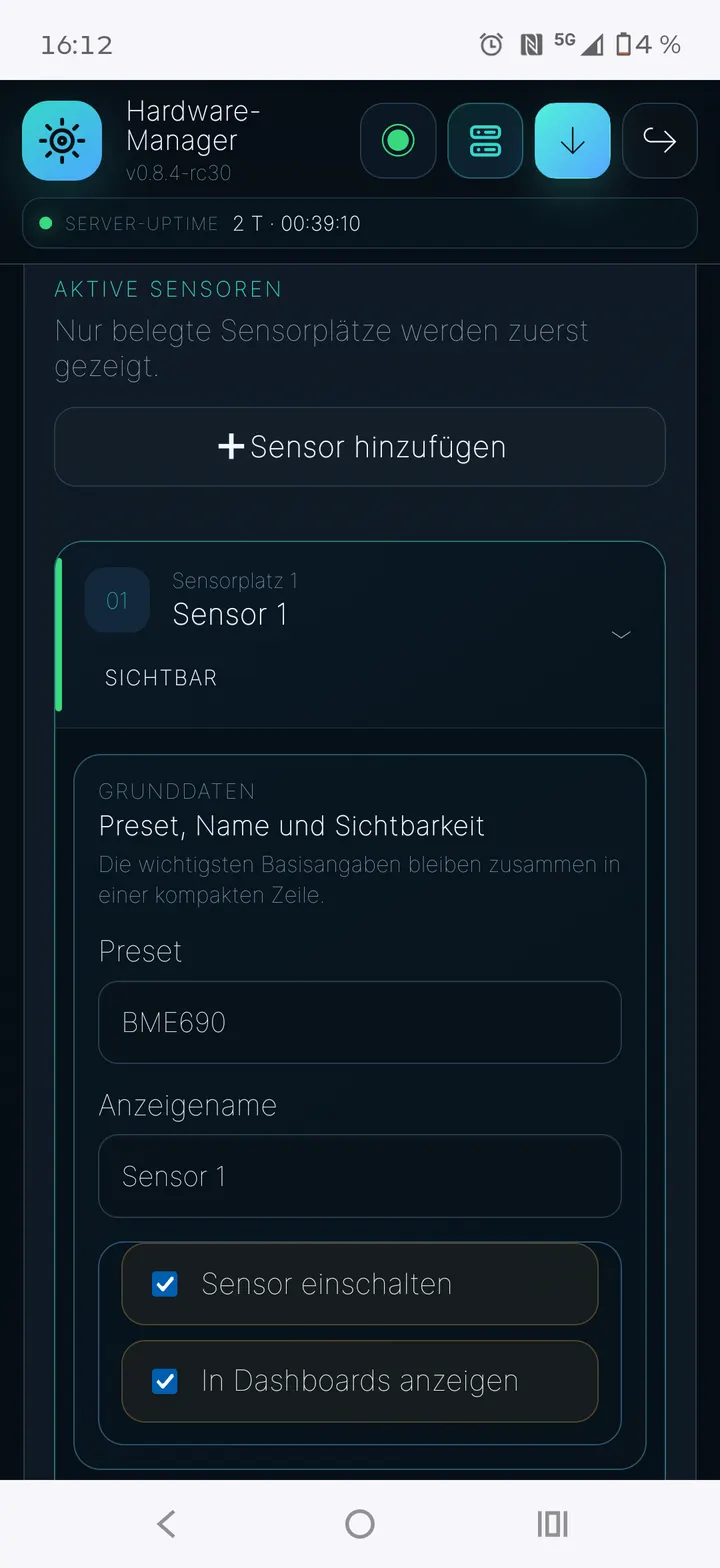 Aktive Sensoren verwalten