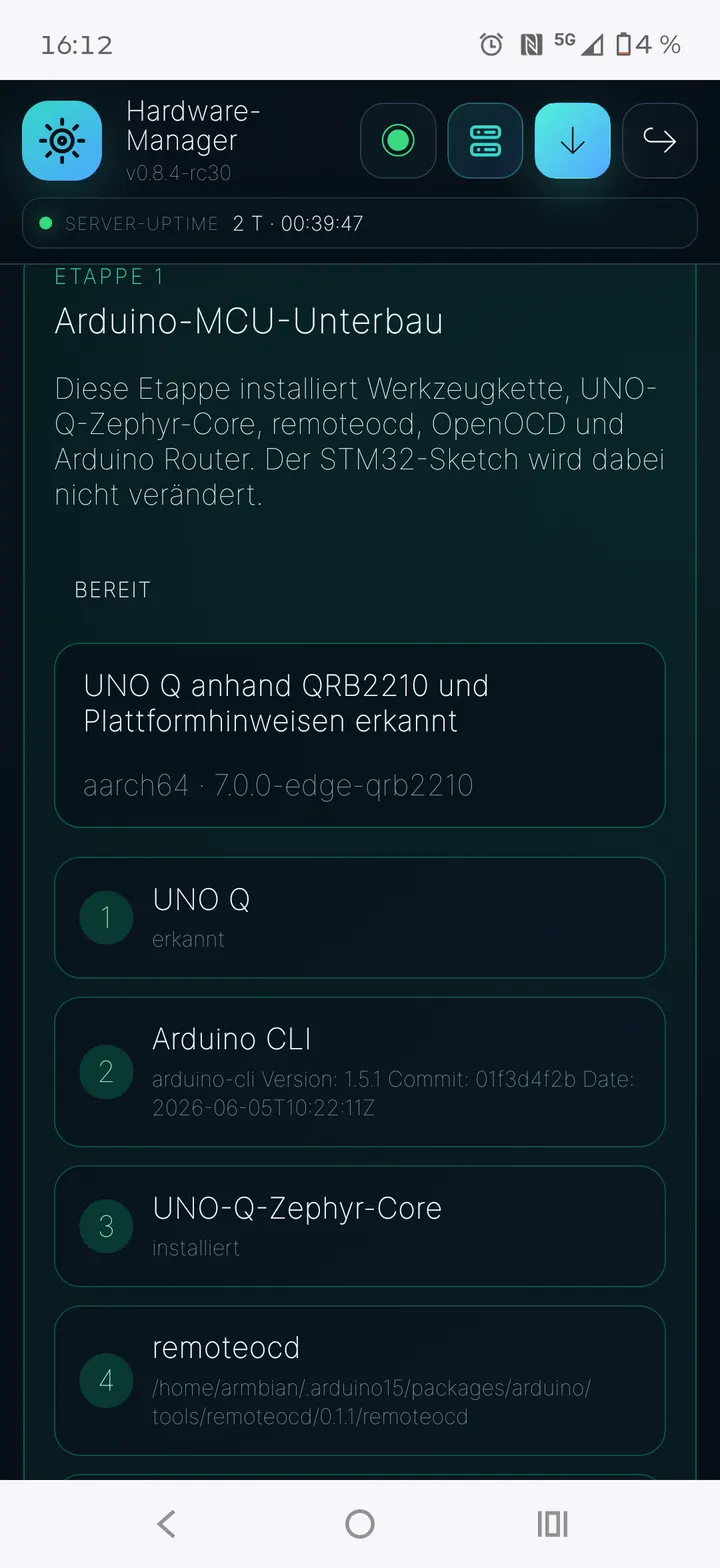 Arduino-MCU-Unterbau und Werkzeugkette