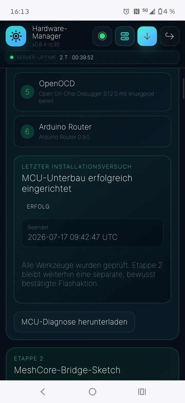 Erfolgreiche MCU-Einrichtung