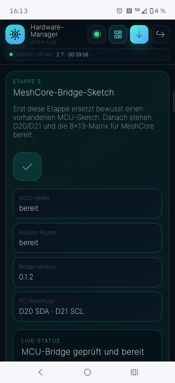 MeshCore-Bridge-Sketch und Pinbelegung