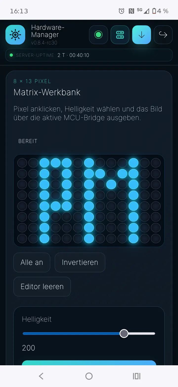 Matrix-Werkbank in der mobilen Oberfläche