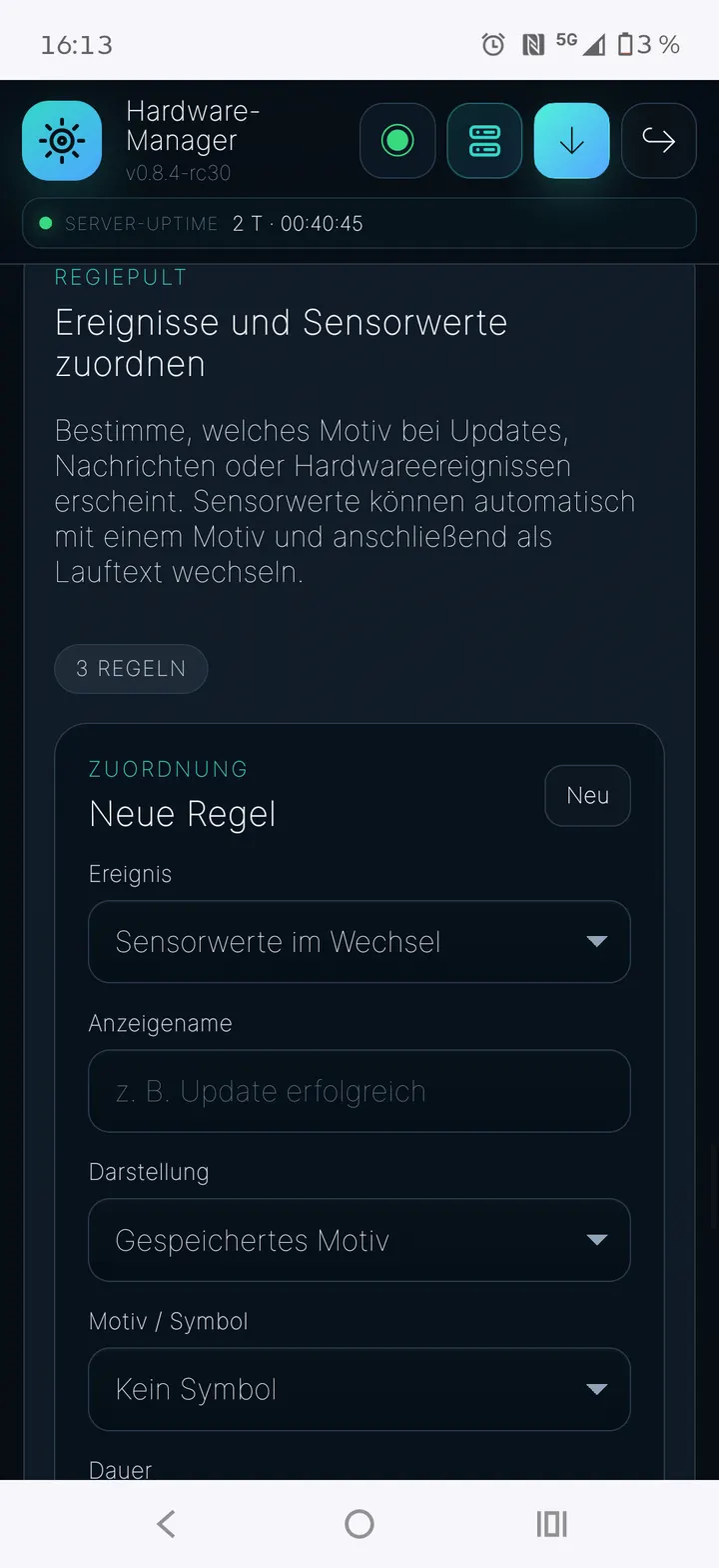 Ereignisse und Sensorwerte zuordnen