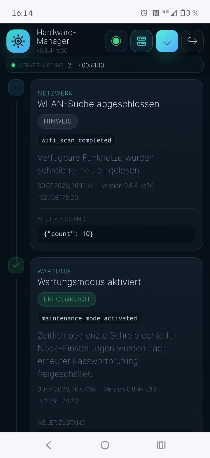Netzwerk- und Wartungsereignisse