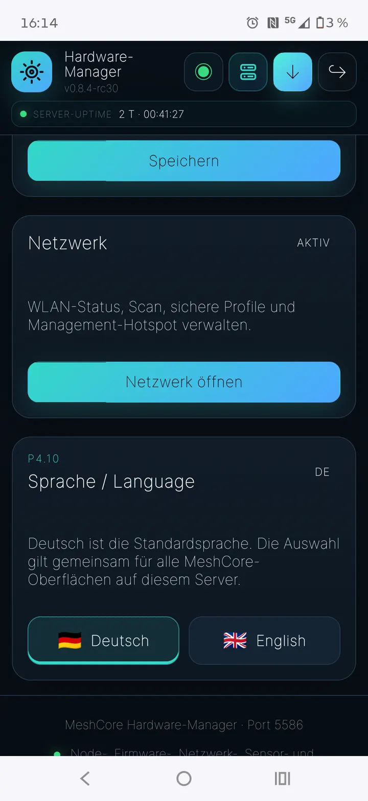 Sprache des Hardware-Managers