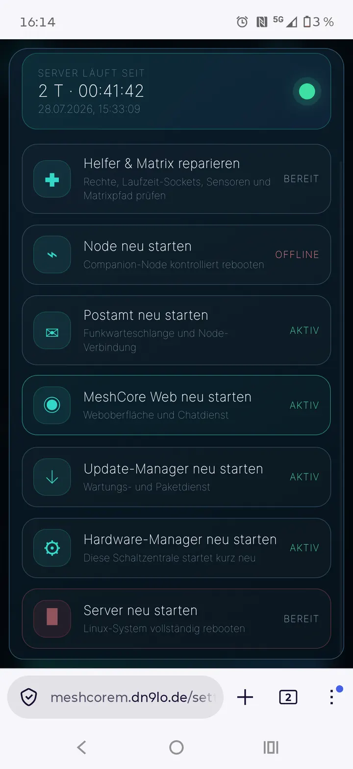 Reparatur & Neustart in der mobilen Oberfläche